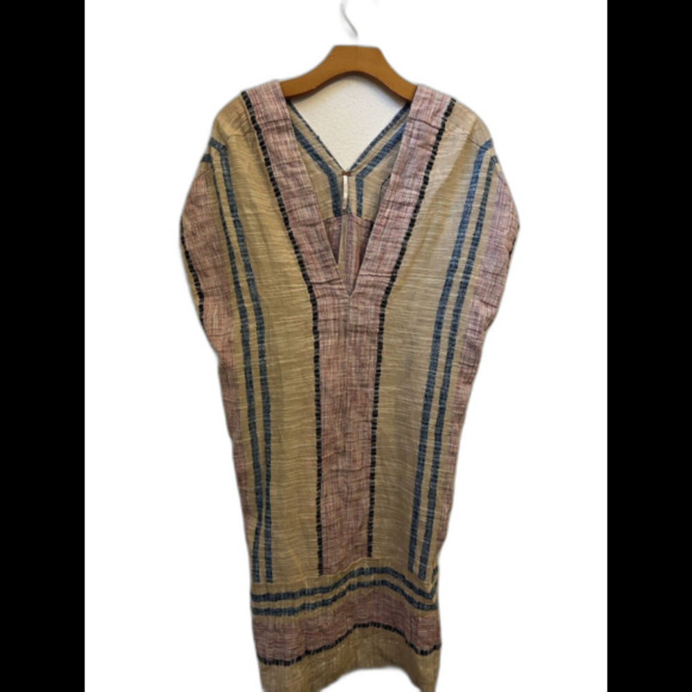 FREE PEOPLE BEIGE AND PINK SHORT SLEEVE DRESS SMALL (L8)